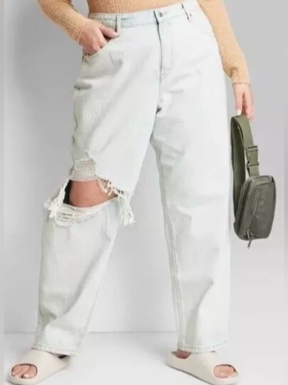 Women's High-Rise Straight Dad Jeans - Wild Fable Light Wash Size 6/30" inseam